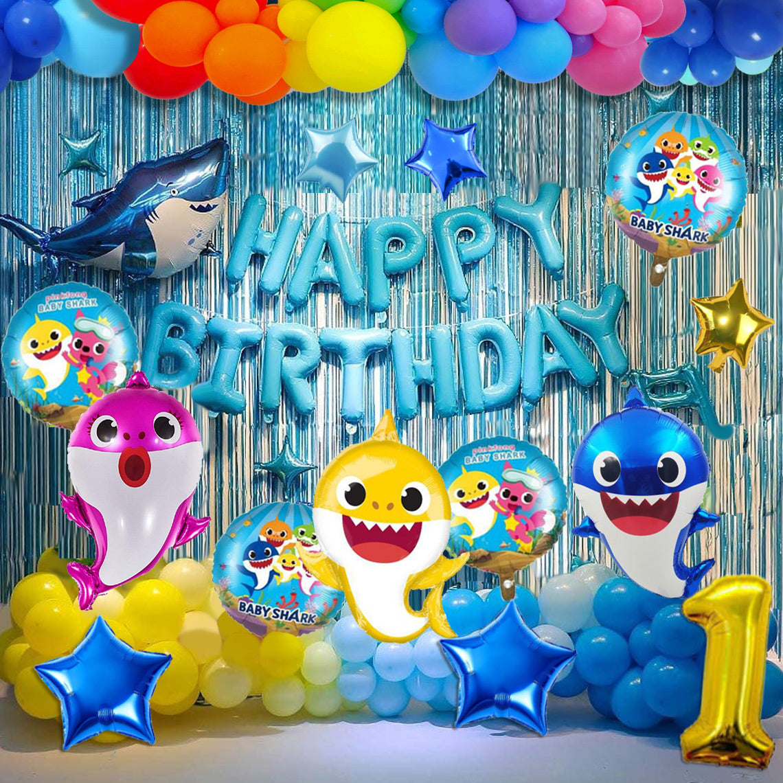 Baby Shark Theme Birthday Party Decorations Full Set of Balloons & –