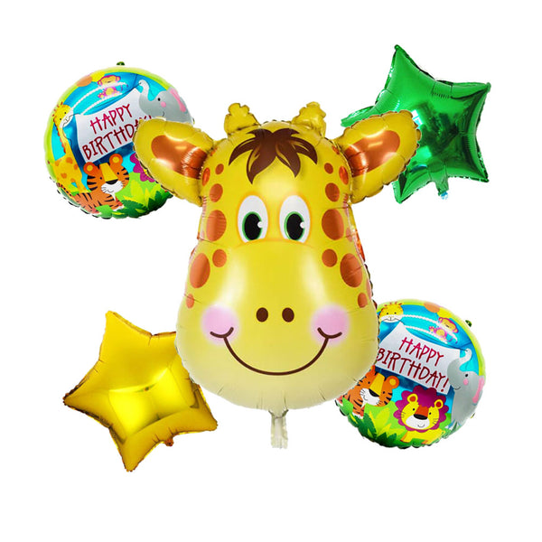 Giraffe Theme Foil Balloons - Pack of 5 Balloons