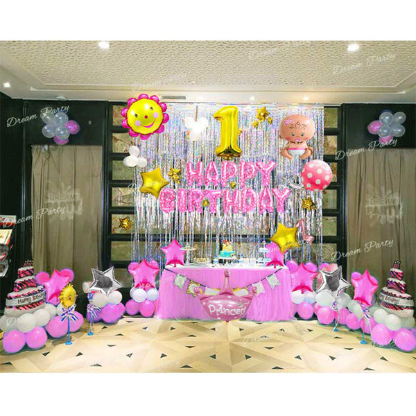 Happy Birthday Foil Balloons Decoration Set (Pink)