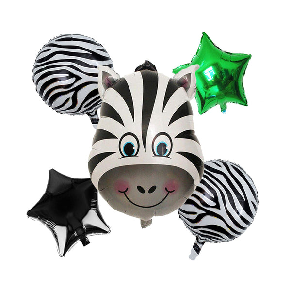 Zebra Theme Foil Balloons - Pack of 5 Balloons