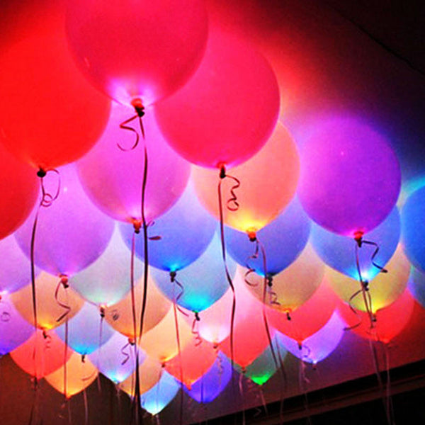 Happy Birthday Printed LED Multi Color Latex Balloons - 5 pcs