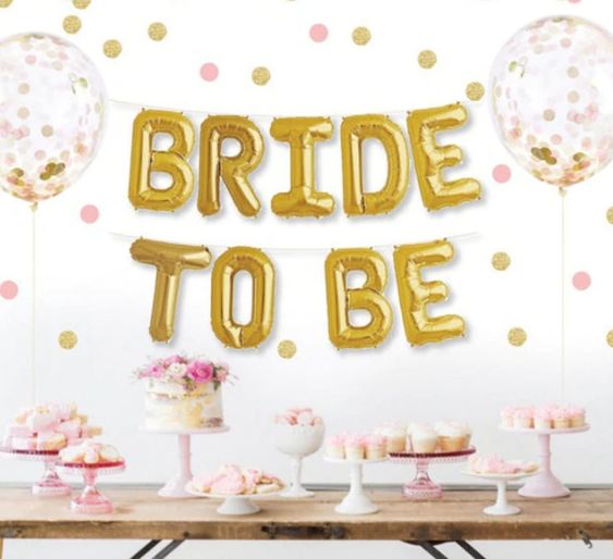 Bride to be foil balloons golden