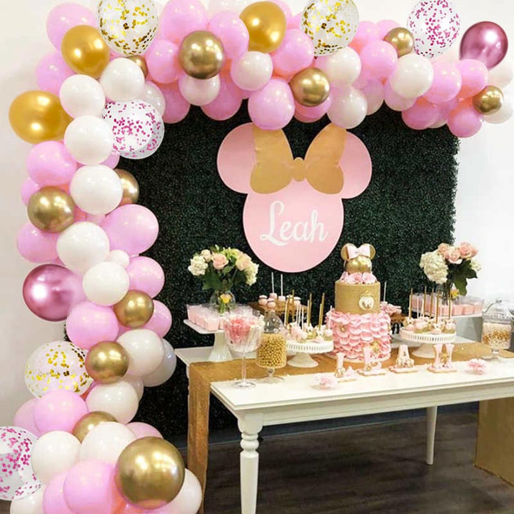 Pink,white & gold balloons Garland