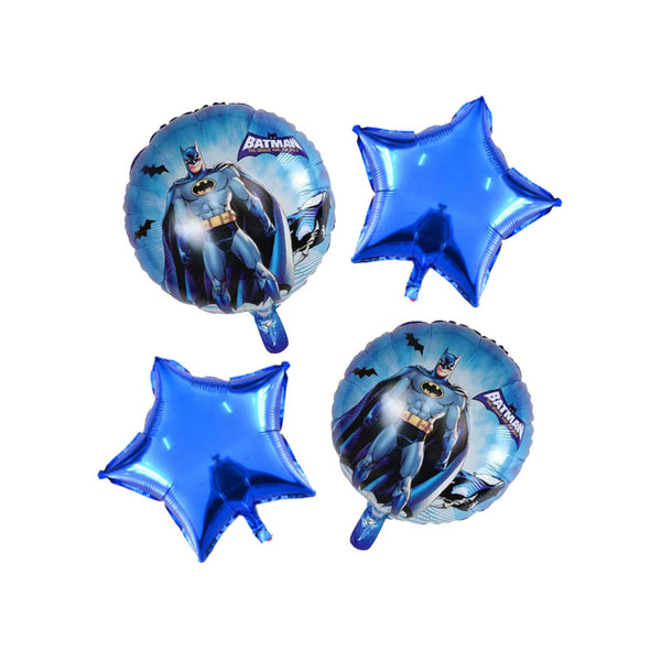 Batman Man Theme Foil Balloons - Pack of 4 Balloons