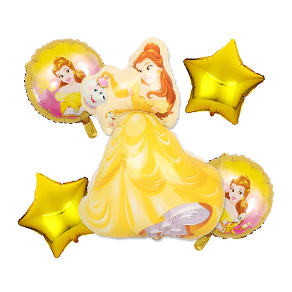 Belle Princess Theme Foil Balloons - Pack of 5 Balloons