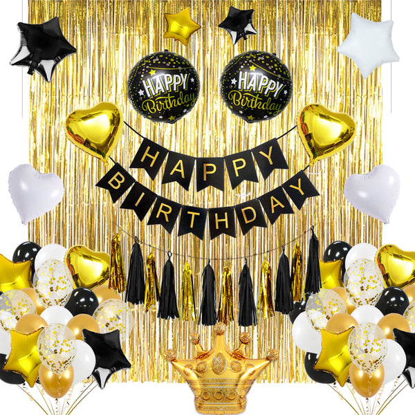 Birthday Decoration Set (Black, White and Gold)