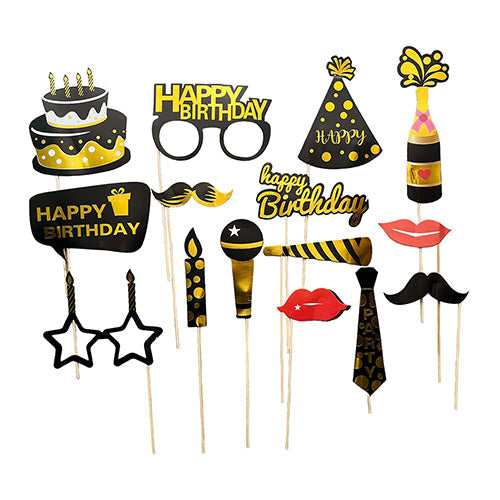 Birthday Photo Booth Props Set 15 Pcs