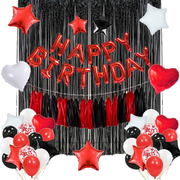 Happy Birthday Decoration Set (Black, Red & White)