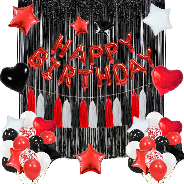 Happy Birthday Decoration Set (Black, Red & White)