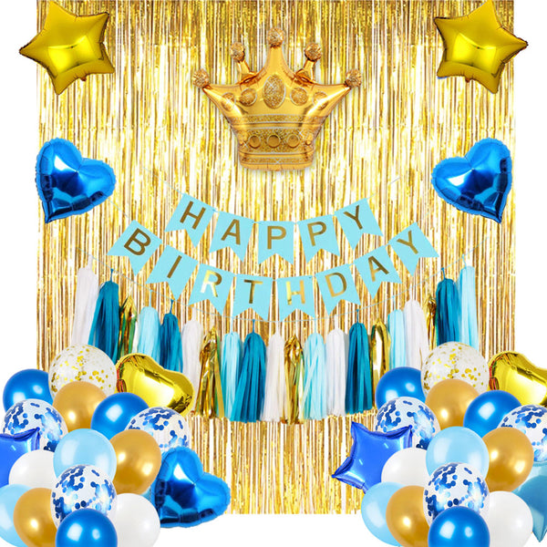 Birthday Decoration Set (Blue, White and Gold)