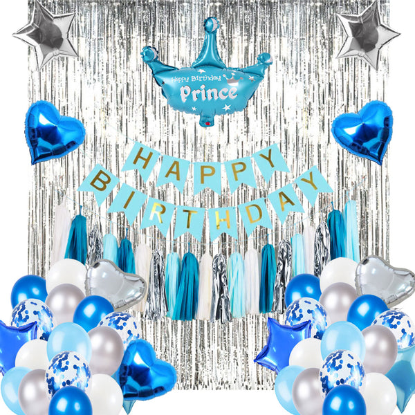 Birthday Decoration Set (Blue, White and Silver)