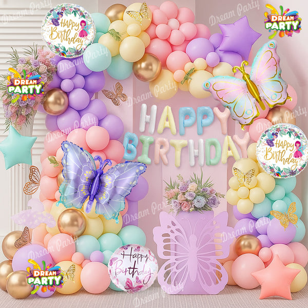 Butterfly Theme Birthday Decorations Full Set of Balloons & Items