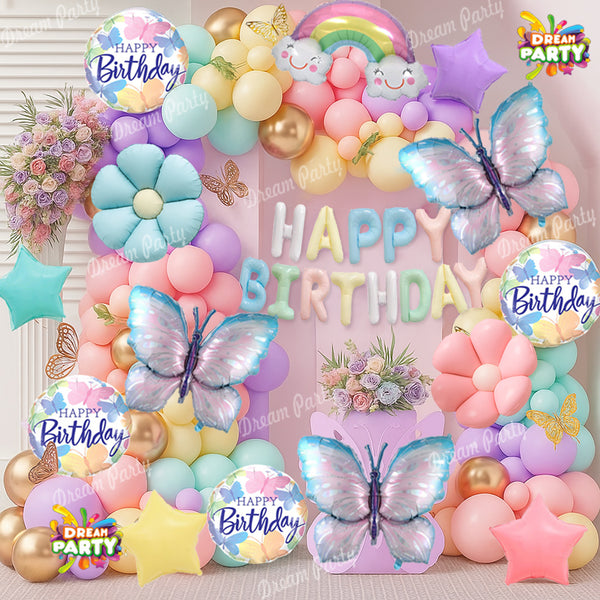 Butterfly Theme Birthday Decorations Full Set of Balloons & Items