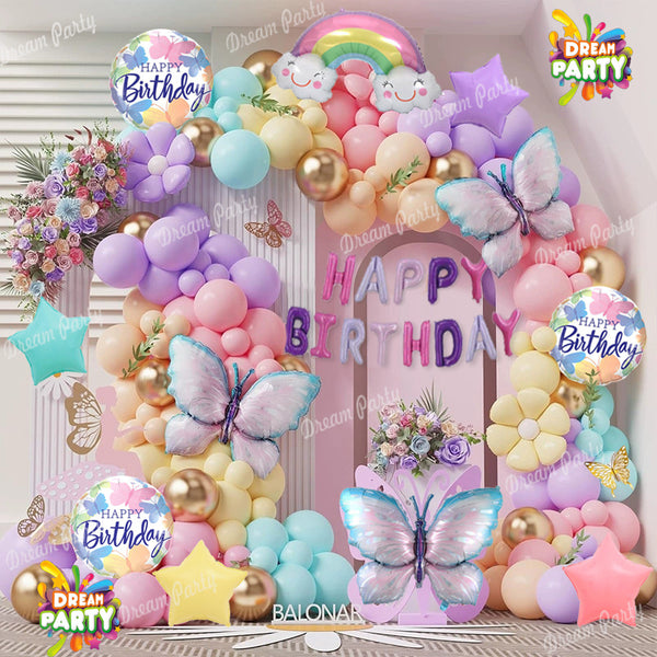 Butterfly Theme Birthday Party Decorations Full Set of Balloons & Items