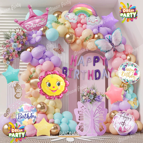 Butterfly Theme Birthday Decorations Full Set of Balloons & Items