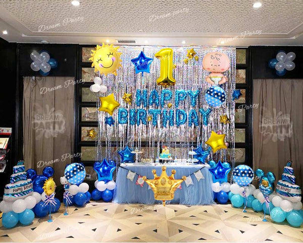 Happy Birthday Foil Balloons Decoration Set (Blue)