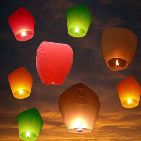 Multi-Colored Paper Sky Lanterns - Single Pc