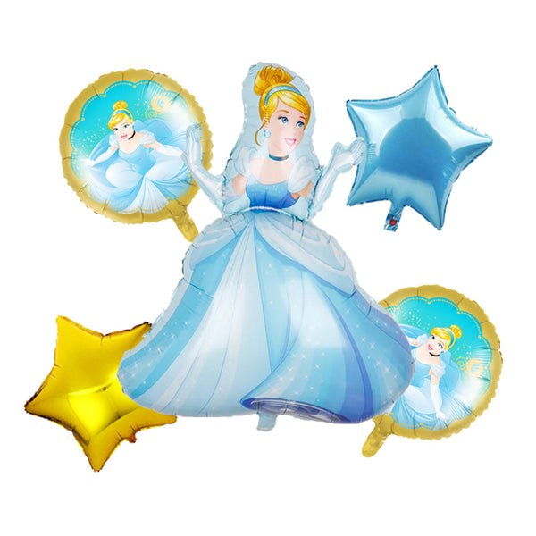 Cinderella Princess Theme Foil Balloons - Pack of 5 Balloons