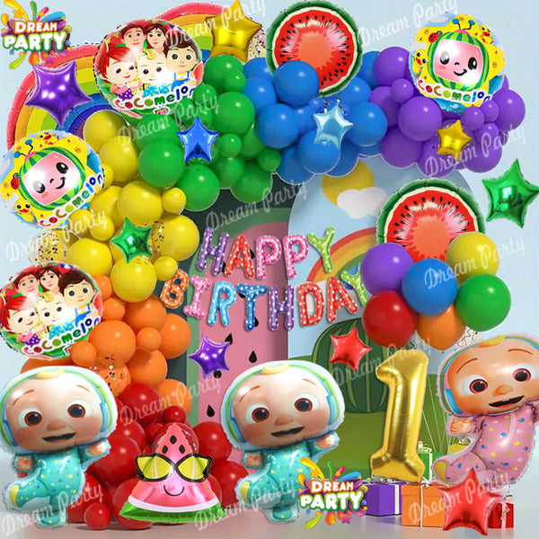 Cocomelon Theme Birthday Party Decorations Full Set of Balloons & Items