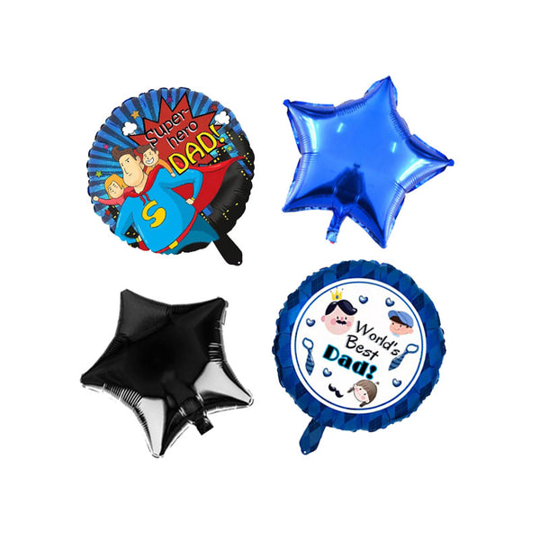 Fathers Day / DAD Theme Foil Balloons - Pack of 4 Balloons
