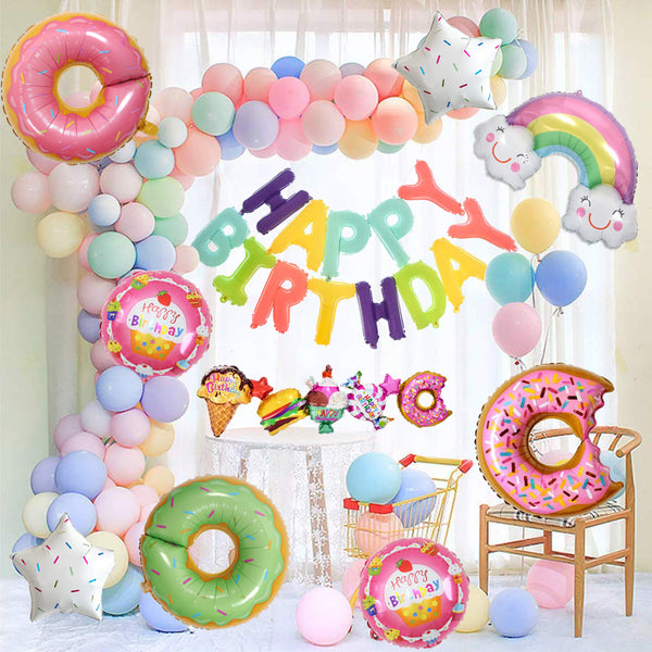 Donuts Theme Birthday Party Decorations Full Set of Balloons &amp; Items
