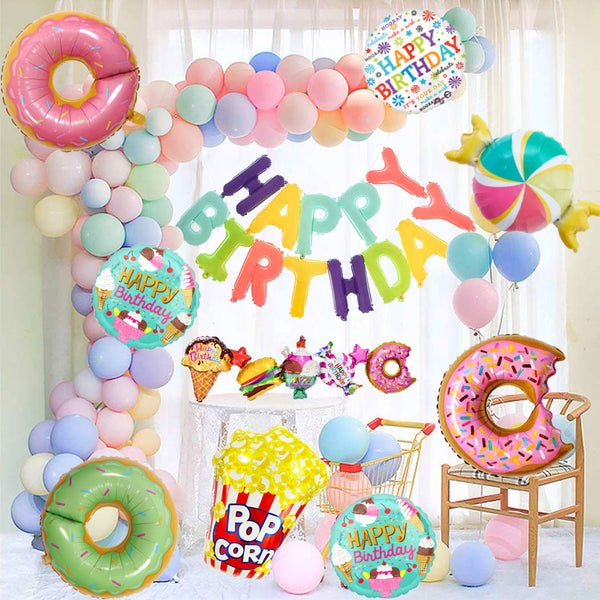 Donuts Theme Birthday Party Decorations Full Set of Balloons &amp; Items