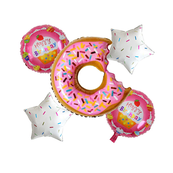 Donuts Theme Foil Balloons - Pack of 5 Balloons