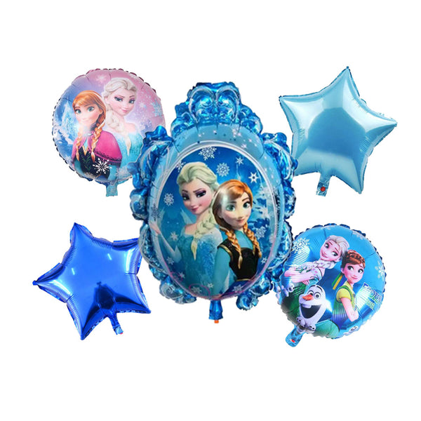 Elsa & Anna Frozen Theme Foil Balloons - Pack of 5 Balloons