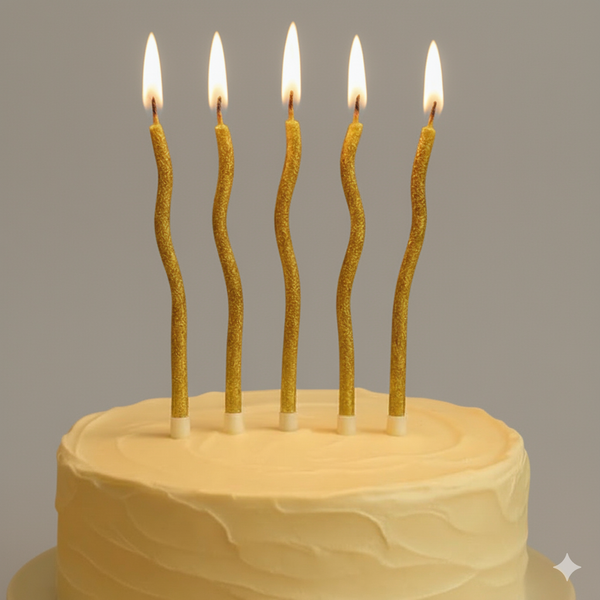 Twisty Metallic Glitter Shimmer Spiral Cake Candles - 6 Pcs