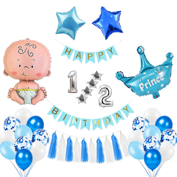 Baby Boy Half 1/2 Birthday Decoration Set