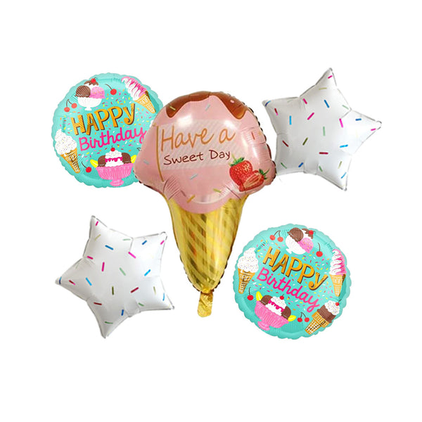 Ice Cream Theme Foil Balloons - Pack of 5 Balloons