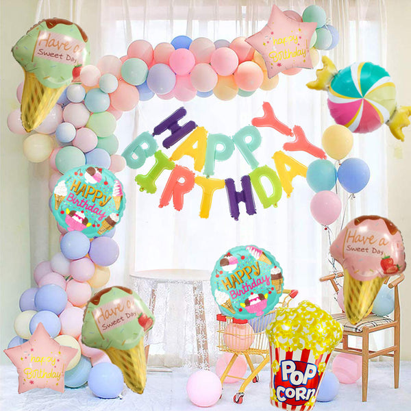 Ice Cream Theme Birthday Party Decorations Full Set of Balloons &amp; Items
