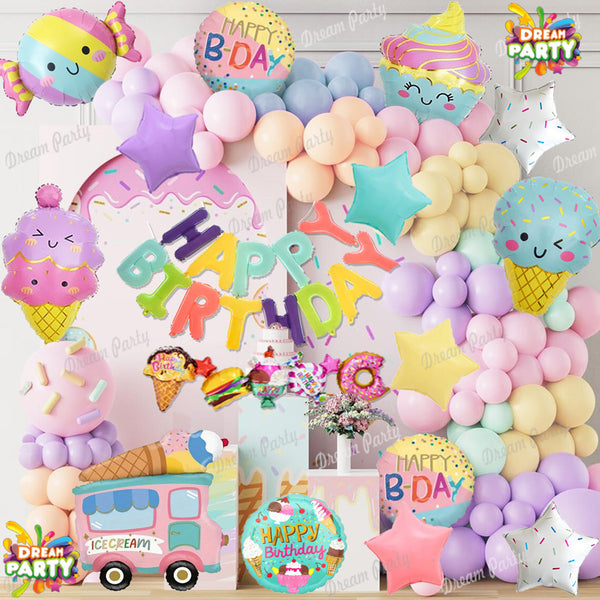 New Ice Cream Theme Birthday Party Decorations Full Set of Balloons & Items