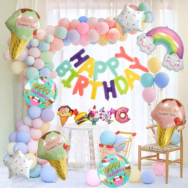 Ice Cream Theme Birthday Party Decorations Full Set of Balloons &amp; Items