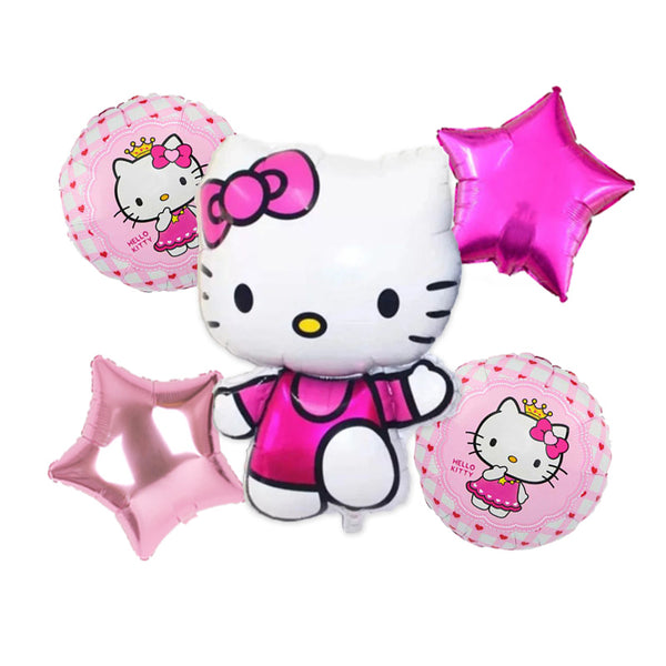Hello Kitty Theme Foil Balloons - Pack of 5 Balloons