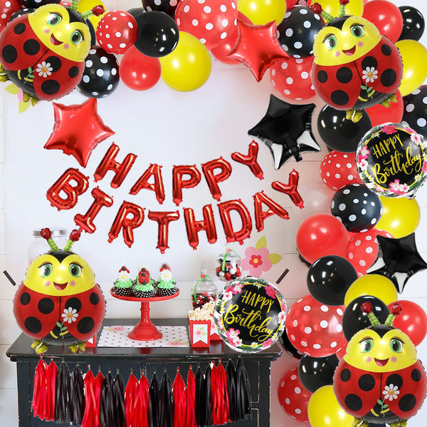 Ladybug Theme Birthday Party Decorations Full Set of Balloons & Items