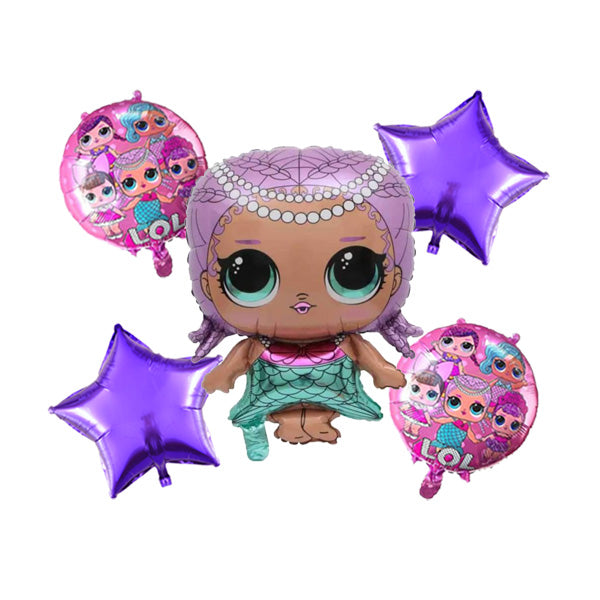 LOL Surprise Doll Theme Foil Balloons - Pack of 5 Balloons
