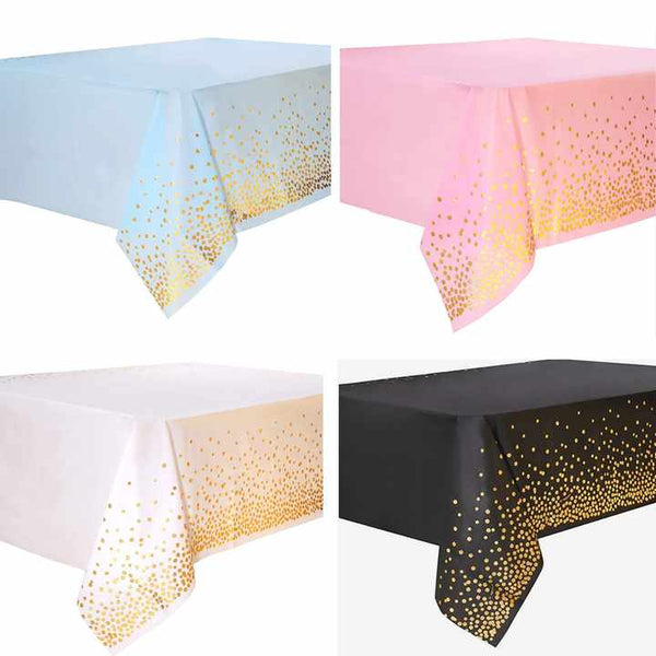 Foil Shiny Golden Dots Table Cover - Single Color