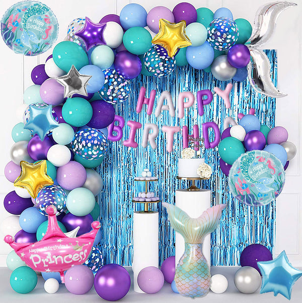 Mermaid Theme Birthday Party Decorations Full Set of Balloons &amp; Items