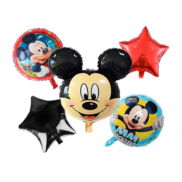 Mickey Mouse Theme Foil Balloons - Pack of 5 Balloons