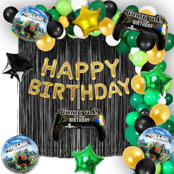Minecraft Theme Birthday Party Decorations Full Set of Balloons & Items