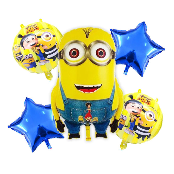 Minions Theme Foil Balloons - Pack of 5 Balloons