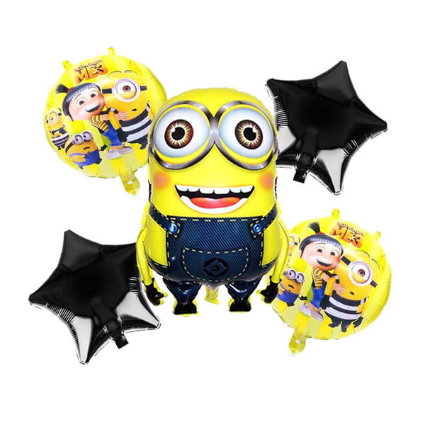 Minions Theme Foil Balloons - Pack of 5 Balloons