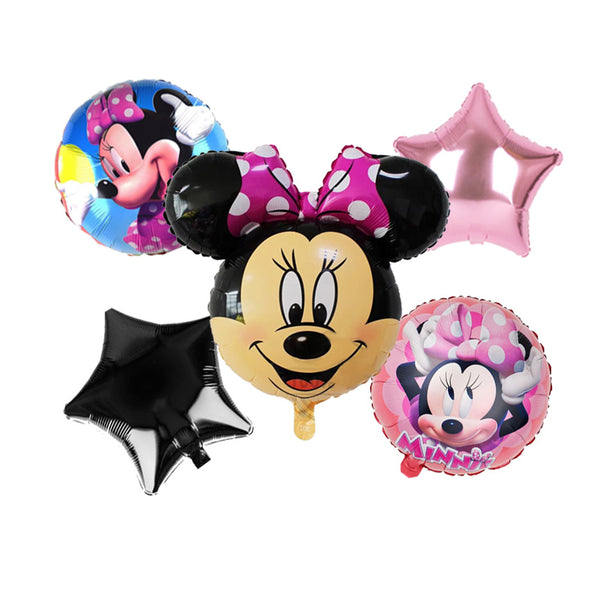 Minnie Mouse Theme Foil Balloons - Pack of 5 Balloons