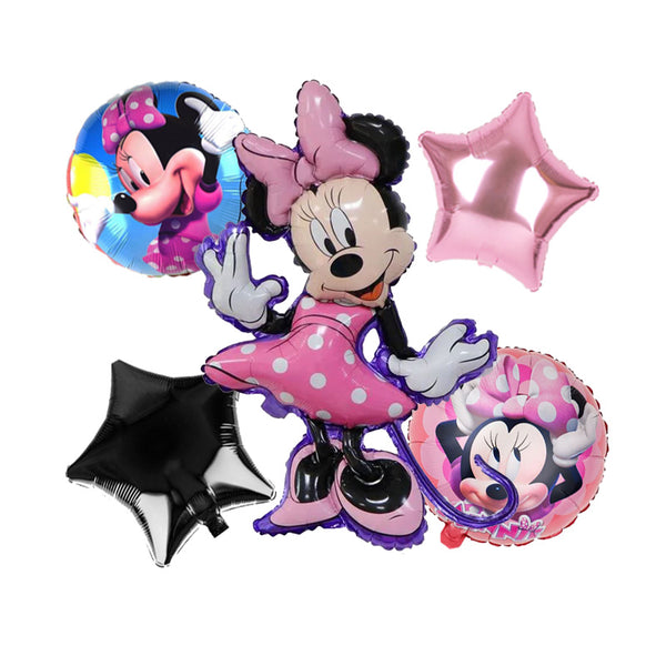 Minnie Mouse Theme Foil Balloons - Pack of 5 Balloons