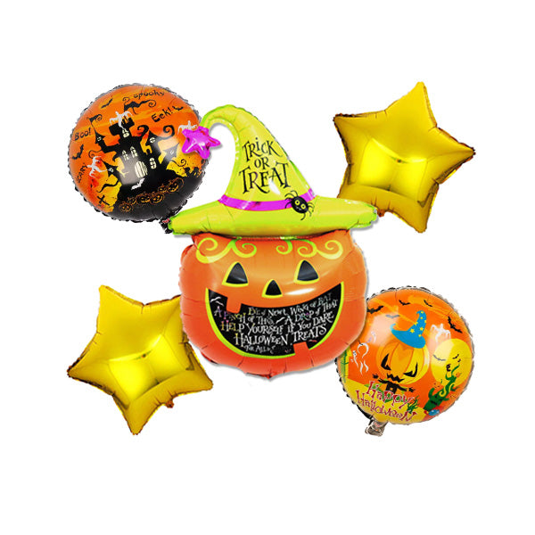 Halloween Theme Foil Balloons - Pack of 5 Balloons