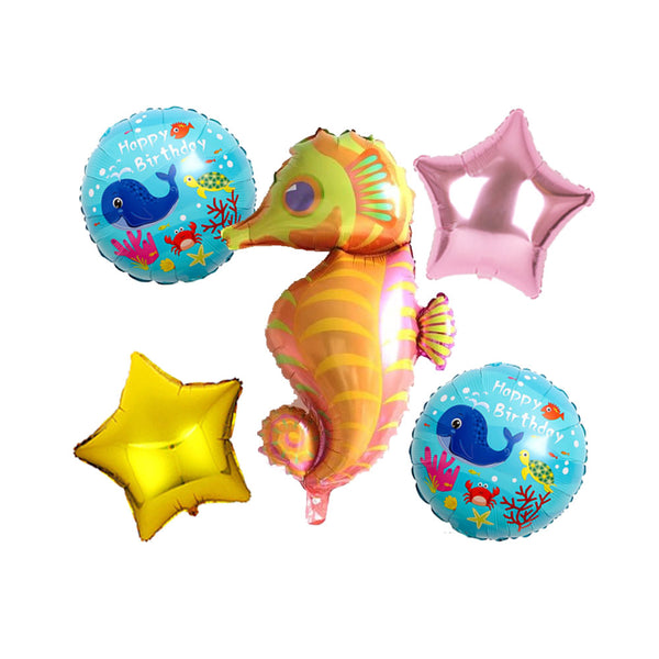 Sea Horse / Under The Sea Theme Foil Balloons - Pack of 5 Balloons