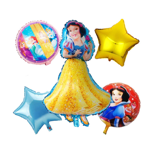 Snow White Princess Theme Foil Balloons - Pack of 5 Balloons