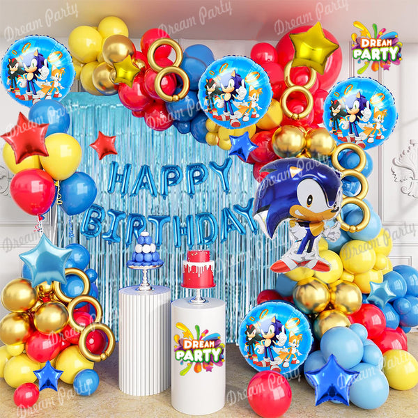 Sonic Theme Birthday Decorations Full Set of Balloons & Items