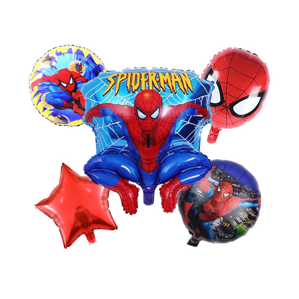 Spiderman Theme Foil Balloons - Pack of 5 Balloons